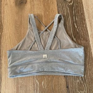 Vuori Gray Strappy Mesh Sports Bra